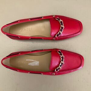 Talbots Becca Red leather slip on loafer chain ballet driving shoe 7.5 classic